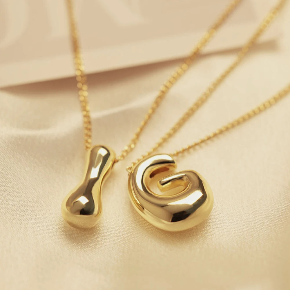 Bubble Letter Pendant Necklace
