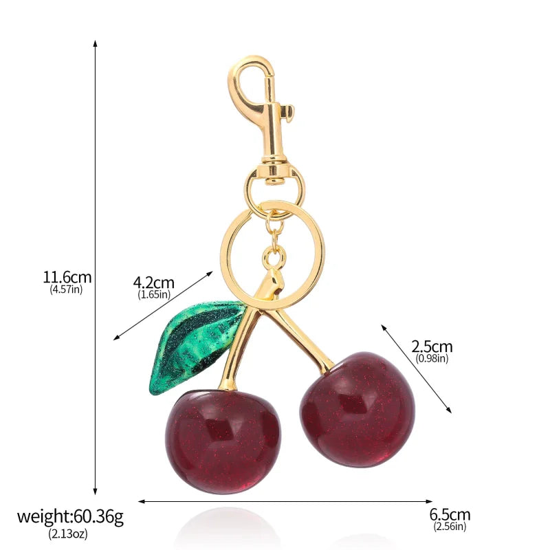 Trendy Red Cherry Pendant Keychain