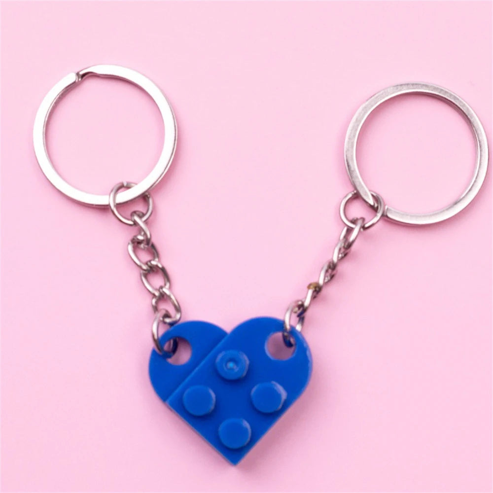 LEGO-Style Heart Keychain Set