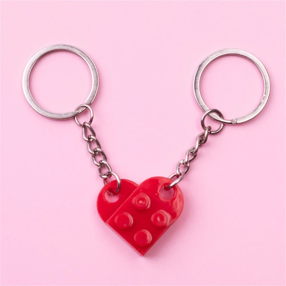 LEGO-Style Heart Keychain Set