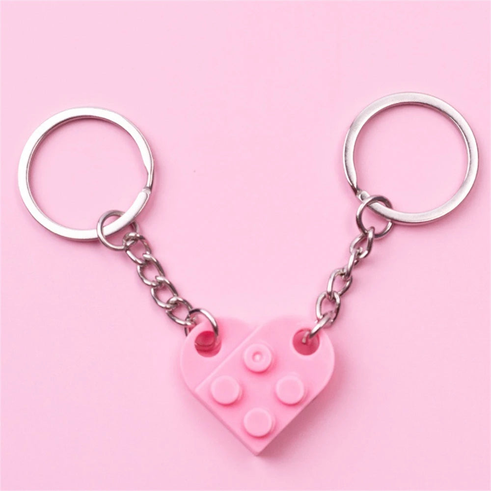 LEGO-Style Heart Keychain Set
