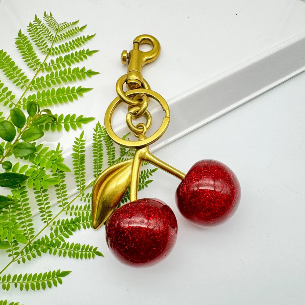 Trendy Red Cherry Pendant Keychain