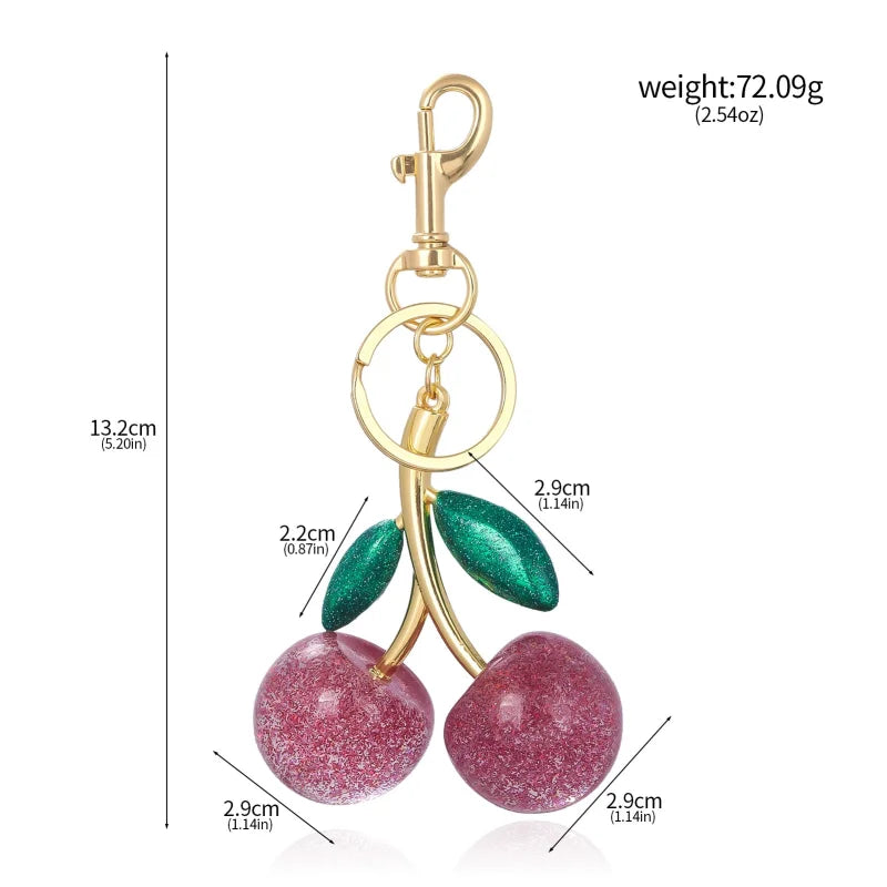 Trendy Red Cherry Pendant Keychain