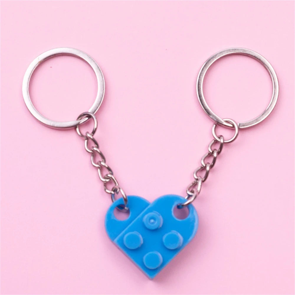 LEGO-Style Heart Keychain Set