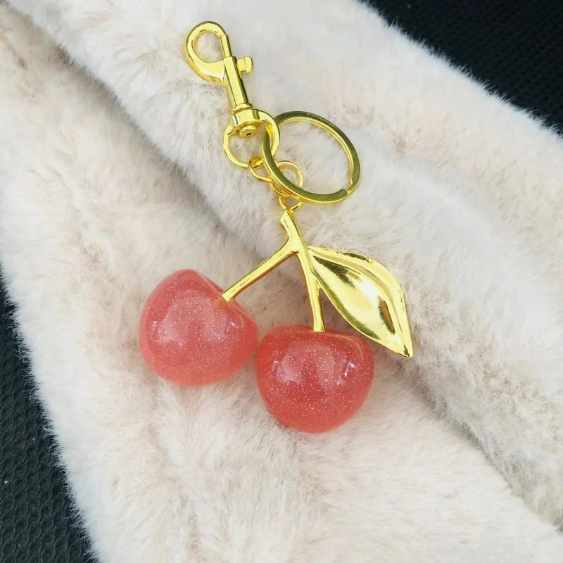 Trendy Red Cherry Pendant Keychain