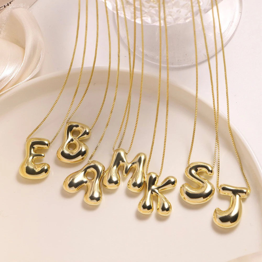 Bubble Letter Pendant Necklace
