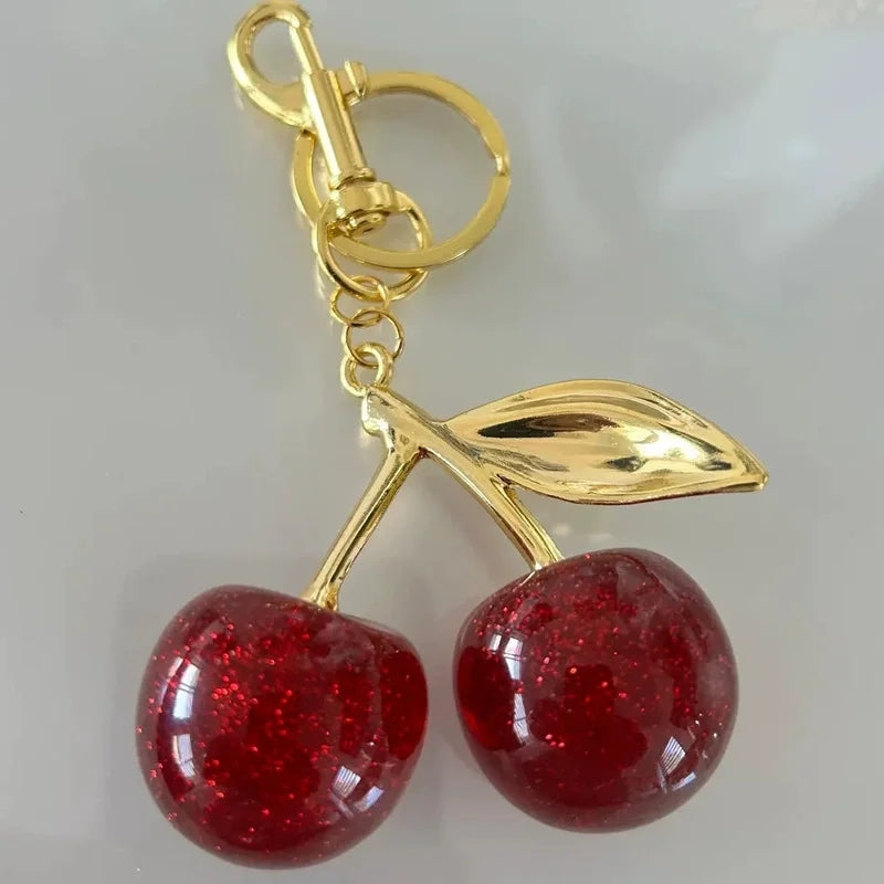 Trendy Red Cherry Pendant Keychain