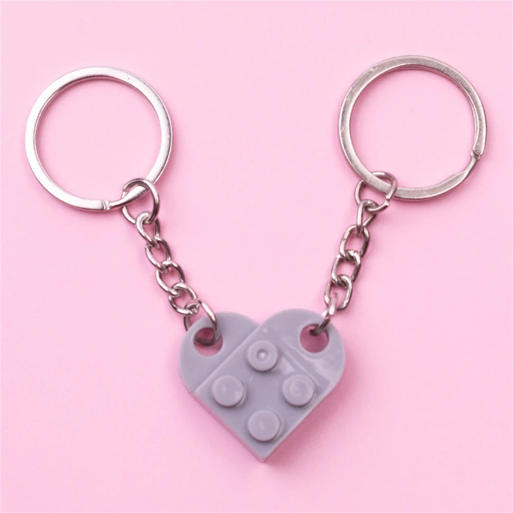LEGO-Style Heart Keychain Set