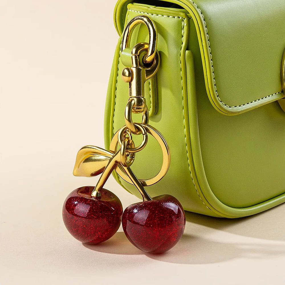 Trendy Red Cherry Pendant Keychain