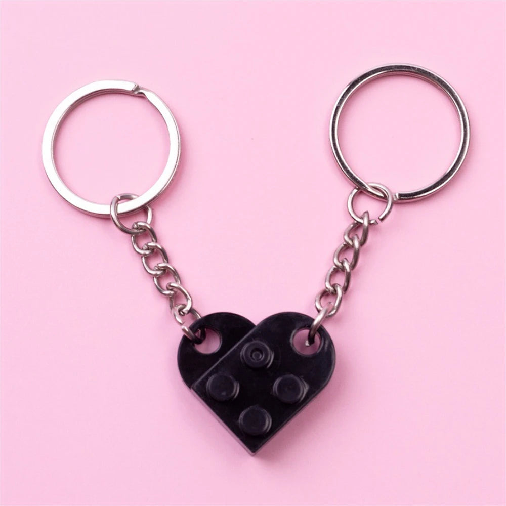 LEGO-Style Heart Keychain Set