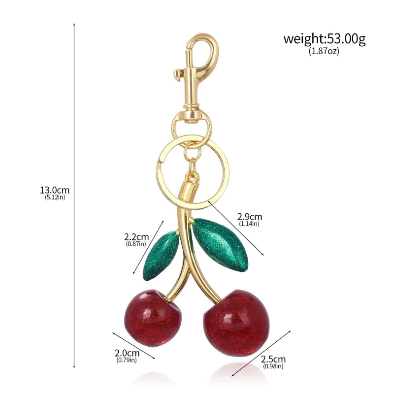 Trendy Red Cherry Pendant Keychain